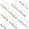 BETITETO Rhinestone Flower Hair Pins, 40 Pcs U-Shaped Crystal Party Wedding Bridal Hair Accessories for Women Girls (White)