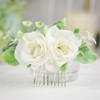 Fangsen Wedding Rose Flower Hair Comb Bridal Floral Hair Headpiece for Brides and Bridesmaids (White)