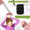 150 Pieces Black Hair Ties for Thick Curly Hair Bulk Hair Ties Ponytail Holders Hair Elastics Bands for Women or Men (4mm)
