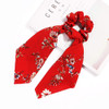 5 PCS Chiffon Hair Scrunchies, Hair Scarf with Flower Pattern, Floral Hair Bobbles Vintage Accessories for Women Girls (Floral Scarf Scrunchies)