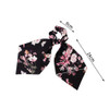 Silk Hair Scrunchies, Hair Scarf with Flower Pattern, Stripe Printed Hair Bobbles for Ponytail Holder (5 Pcs Flower Pattern Silk)