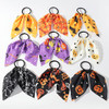 9 Pcs Short Halloween Hair Scarf Scrunchies for girls, Halloween Bow Hair Ties with Ribbon Pumpkin Bats Spider Skeleton Ghost Ponytail Holder Hair Ac