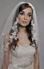 Kercisbeauty Wedding Bridal Lace Double layer Appliques Edge Veil Drop with Hair Comb Flower Lace and Pearl Chapel Hair Accessories (Ivory)