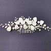 PRETTYLIFE Bridal White Hair Accessories Elegant Ceramic Flower Pearl Hair Piece with Comb for Wedding Party