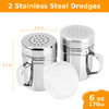 Accmor 2pcs Stainless Steel Dredge, Salt Pepper Dredge Shakers with Handle, Seasonings Spice Shakers with Lid, 6 Ounce