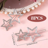 OIIKI Star Hair Clips Pins Silver 8pcs, Star Hair Barrettes Elegant Metal Hair Clips Rhinestone Hairpin, Hollow Geometric Hair Pins for Women Girls H
