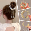 3 PCS Jewelry Rhinestone Hair Claw Clips for Women Long Tassel Hair Claw Clips Non Slip Hair Accessories Hair Barrettes Pearl Ponytail Buckle Hairpin
