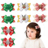 ALIBBON 8 Pcs Christmas Hair Bows for Girls, Glittering Christmas Tree Snowflake Hair Clips for Woman, Reindeer Hairpins for Kids, Christmas Hair Acc