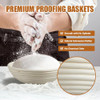 Dimpola Banneton Bread Proofing Basket - 9 inch Banneton Basket Set of 2 Sourdough Proofing Basket Round Proofing Bowls Handmade Rattan Baskets and L
