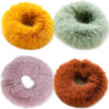 5PCS Women Girl kid's Fashion Sweet Rabbit Faux Fur Fluffy Ball Pom Pom Scrunchies Elastic Ponytail Holder Hair Rope Hair Accessories