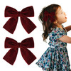 2PCS Velvet Hair Bows Red Hair Ribbon Clips 4" Big Fall Alligator Clips Hair Accessories for Women Girls Toddlers Kids Baby