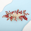 BERYUAN Bridal White Flower Red Crystal Rhinestone Hair Comb for Bride Bridesmaid Sliding side Headpieces Wedding Hair Accessories for Women and Girl
