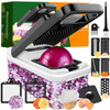 StoreHappily 12-in-1 Vegetable Chopper, 7 Blades Veggie Chopper with Container and Lid, Dicer, Slicer, Multifunctional Kitchen Gadgets, Vegetable Cut
