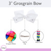 3 Inch Grosgrain Bow for Little Girls- Set of 2 (White)