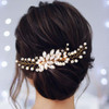 Catery Crystal Bride Wedding Hair Combs Sliver Bridal Hair Piece Pearl Hair Clips Hair Accessories for Women and Girls (Gold)