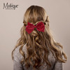 5.5 Inch Grosgrain Hair Bow Clip For Woman And Girls (Burgundy)