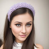 Gmmidea Pearl Headbands for Women Girls Jeweled Beaded Headband Thick Padded Fashion Bridal Headband Wedding Birthday Hair Accessories Purple