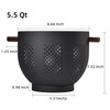 Metal Colander with Wood Handle and Stable Base, Powder Coated Steel Kitchen Strainer Basket for Draining Pasta, Vegetable and fruit(5.5quart,Matte B