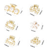 6PCS Sweet Mini Meatl Claw Clip With Pearl, Barrettes Claw Crab Hairpins Styling Fashion Hair Accessories for Women Girl