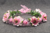 Artfen Bridal Flower Garland Headband Flower Crown Hair Wreath Halo Adjustable Ribbon Wedding Festivals Photography Pink