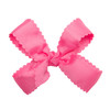 HAIRBOWS Girls' Grosgrain Scalloped Edge Bow with a Knot Wrap Center on a Clip, All Ages and Hair Types, 5 Inch Bow, Hot Pink