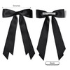 2PCS Silky Satin Hair Bows Hair Clip Black White Hair Ribbon Ponytail Holder Accessories Slides Metal Clips Hair Bow for Women Girls Toddlers Teens K