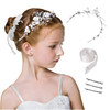 Locisne Flower Girl Headpiece Princess Wedding Accessories, Silver Hair Headband Flower Crown for Girls