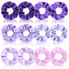 Cubaco 12 Pieces Satin Hair Scrunchies Elastic Hair Bobbles Scrunchy Hair Ties Ponytail Holder Hair Ties, Purple Lovers