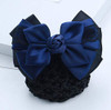 Women Hair Bun Cover Net Snood Hairnet Bowknot Decor Satin Bow Barrette French Hair Clip Bow Ribbon Flower Hair Accessories For Stewardess Banks Hote