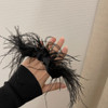 1PC Elegant Artificial Ostrich Feathers Hair Scrunchies Hair Tie Rope Elastics Hair Bands Ponytail Holders Hair Accessories for Women Girls, Black