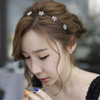 1Pc Fashion Bridal Rhinestone Crystal Headband Flower Double Layer Metal Hairband Headdress Hair Accessories for Women Girls Hair Decorative