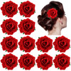 Dizila 12 Pack Flamenco Dancer Mexican Red Rose Flower Brooches Pins Alligator Hair Clips Barrettes Prom Party Wedding Bridal Hair Accessories Headpi