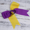 Cheerleading Bow Jumbo Cheer Bows 12 Pcs 7 Inch Ponytail Holder Cheerleader Bows Hair Tie (Yellow/Purple)