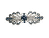 Faship Gorgeous Navy Blue Rhinestone Crystal Small Floral Hair Barrette Clip