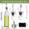 Leaflai Olive Oil Dispenser Bottle, 2 Pcs Glass Olive Oil Dispenser and Vinegar Dispenser Set with 2 Stainless Steel Pourers, 4 Labels,1 Brush and 1
