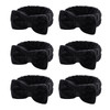 Casoty 6 Pcs Black Spa Headband, Bow Hair Band, Hair Band for Washing Face, Fuzzy Headbands for Women Girls, Soft Coral Fleece Skincare Headbands for