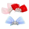 yueton 3PCS Big Cute Ribbon Bow Hair Clips Princess Hairpins Sparkling Alloy Rhinestones Alligator Hair Clips Crown Hair Bows Hair Styling Accessorie