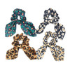 4 Pcs Leopard Rabbit Ear Silk Satin Scrunchie Bow Hair Ring Strong Elastic Ponytail Woman Exquisite Fashion Hair Accessory