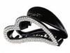 Women Elegant Hollow Heart Rhinestone Crystal Hair Clip Jaw Clip Lady Large Hairpin Hair Claw Hair Accessories (Black)
