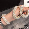 3PCS Fashion Imitation Pearl Elastic Hair Ties Beaded Flower Pearl Hair Band Women Satin Ribbon Ponytail Hair Accessories