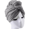 POLYTE Microfiber Hair Turban Wrap Drying Towel (12x28 Large, 2 Dark Gray)