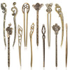 12 Pieces Chinese Women Hair Sticks, AUHOKY 12 Styles Vintage Bronze Decorative Hair Pin Chopsticks, Antique Retro Hair Forks for Hair DIY Accessory