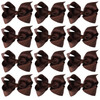 4 Inch Boutique Girls Hair Bows Hair Clips for Girls Toddlers 12 Pcs Solid Color (Brown)