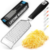 Zulay Kitchen Professional Cheese Grater Stainless Steel - Durable Rust-Proof Metal Lemon Zester Grater With Handle - Flat Handheld Grater For Cheese
