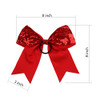 Metallic Sequin and Holographic 8 Inch Cheer Bow Cheerleader Cheerleading Jumbo Cheer Bow Hair Tie (Red Sequin)