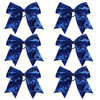 Metallic Sequin and Holographic 8 Inch Cheer Bow Cheerleader Cheerleading Jumbo Cheer Bow Hair Tie(Blue Sequin)