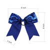 Metallic Sequin and Holographic 8 Inch Cheer Bow Cheerleader Cheerleading Jumbo Cheer Bow Hair Tie(Blue Sequin)