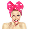Hairizone Makeup Wrap Headband for Facial Wash Shower Hairband Adjustable Elastic Bowknot Cosmetics Hair Band for Women (Roseo)