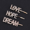 Lurrose Rhinestones Letter Hair Clips, 3pcs Crystal Letters Bobby Pins Glitter Wedding Hair Barrettes for Women Girls