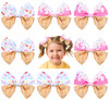 Whaline 8Pcs Ice Cream Bow Hair Clips Ice Cream Ribbon Hair Bow Barrette Summer Colorful Hairgrips Alligator Hair Clips for Girls Women Hair Accessor